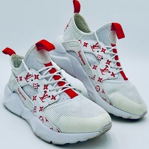 Nike Air Huarache Ultra Supreme Louis Vuitton White & Red Size 8